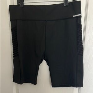 Black Bike Shorts with Stretchy Fabric and Mesh Panels
